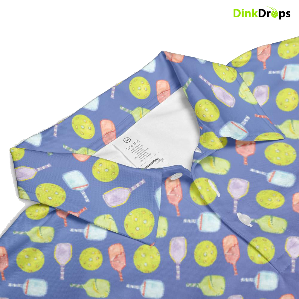 Watercolor Pickleballs Polo Shirt