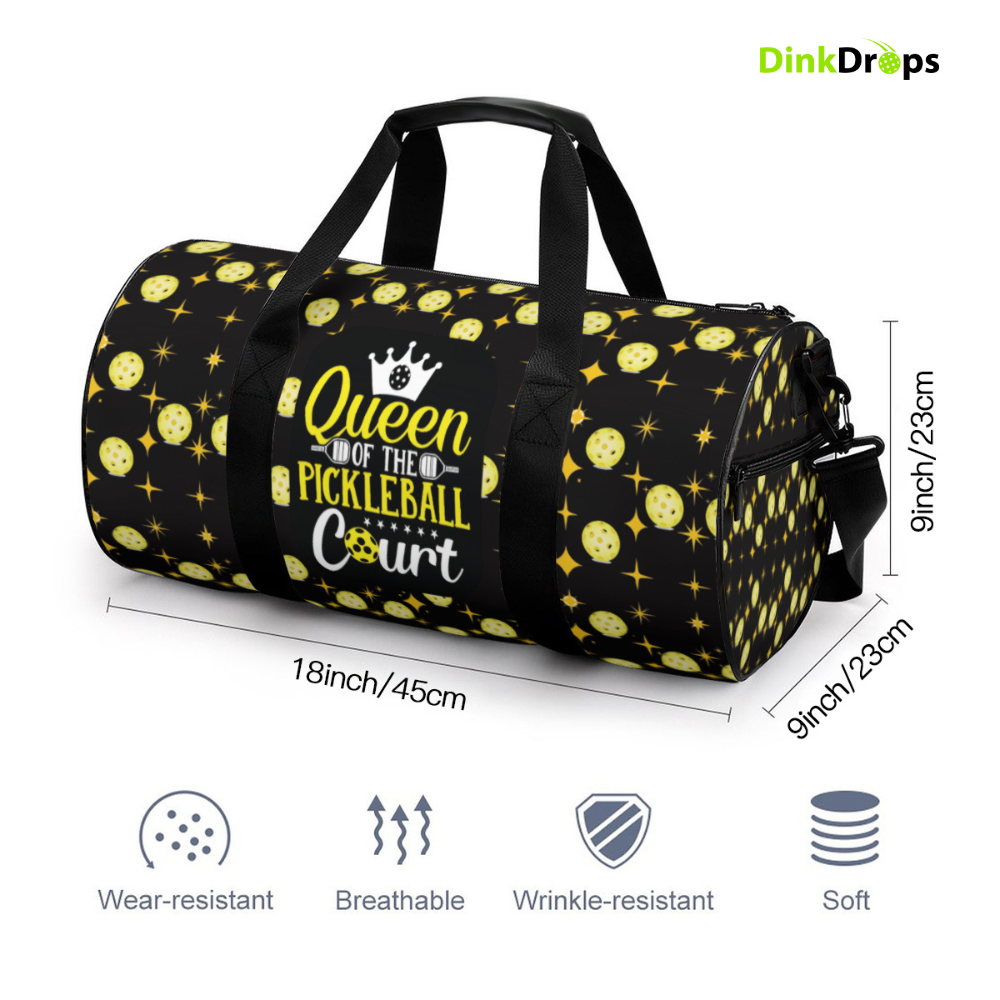 Queen of the Pickleball Court Duffel Bag (yellow)