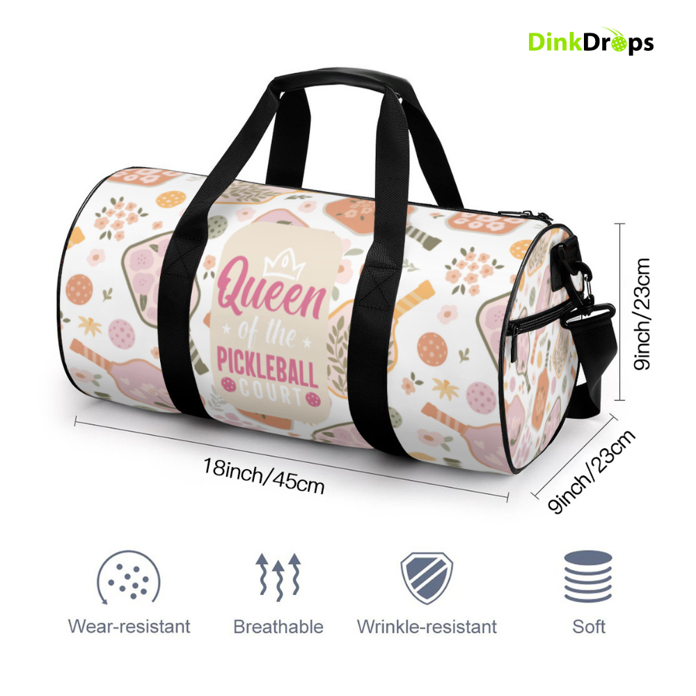 Queen of the Pickleball Court Duffel Bag (pink)