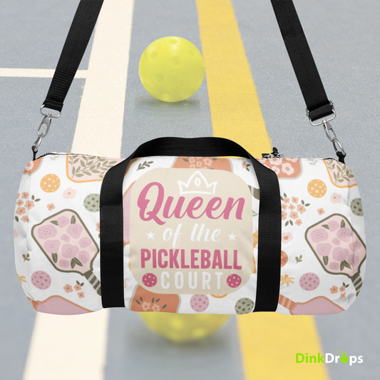 Queen of the Pickleball Court Duffel Bag (pink)