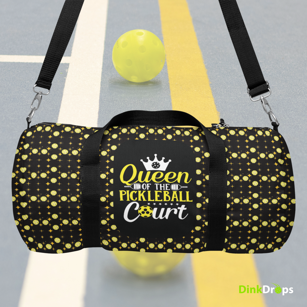 Queen of the Pickleball Court Duffel Bag (yellow)